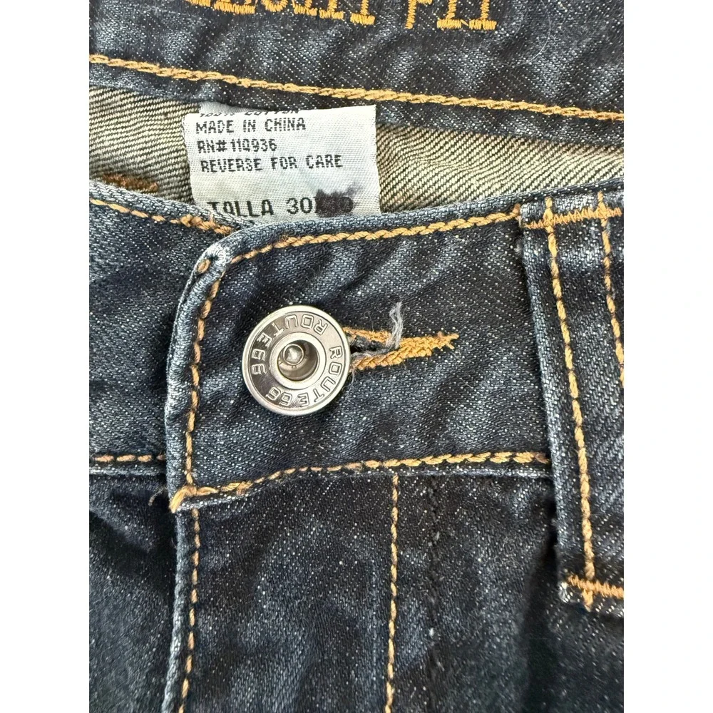 Route 66‎ Straight Fit Denim Shorts Mens 30 Blue Dark Wash Zip Pocket Cotton